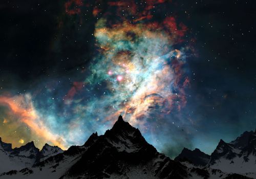 Stars Night Mountains Outer Space Nature Wallpaper